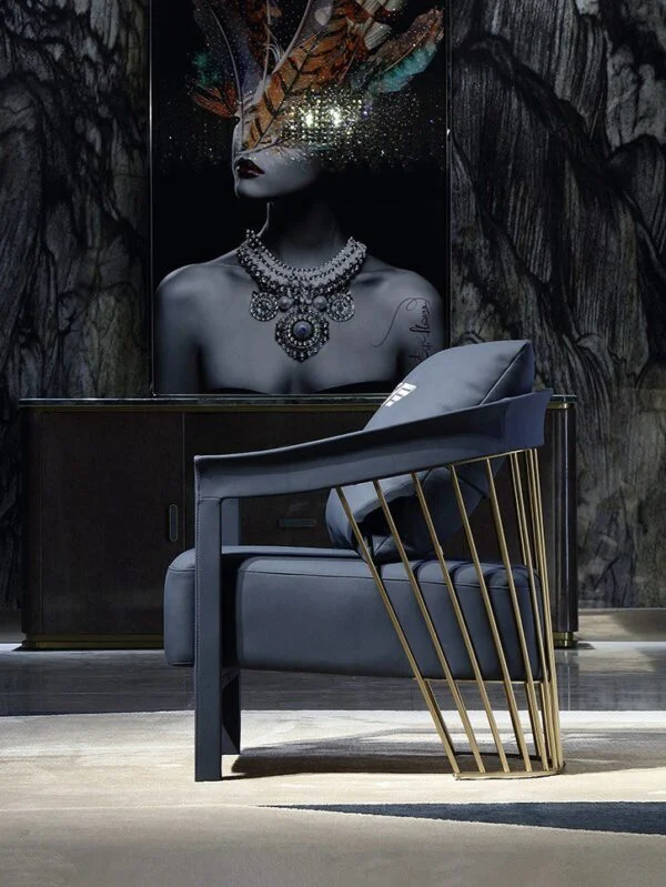 Кресло кожаное SAPPHIRE синее — фото 1
