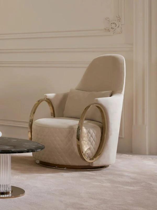 Кресло BEIGE ELEGANCE из итальянской кожи с каркасом из массива березы — фото 1