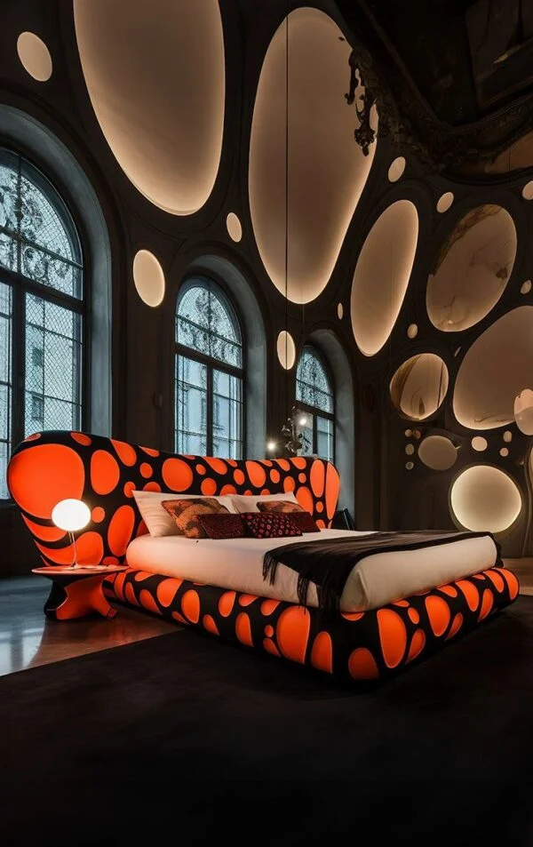 Роскошная двуспальная кровать MIVICA Art Dot с художественным изголовьем — фото 1