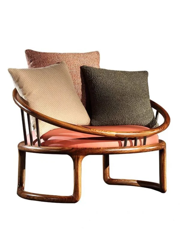 Дизайнерское кресло из натуральной кожи и эбенового дерева KASKOM в современном стиле — фото 1