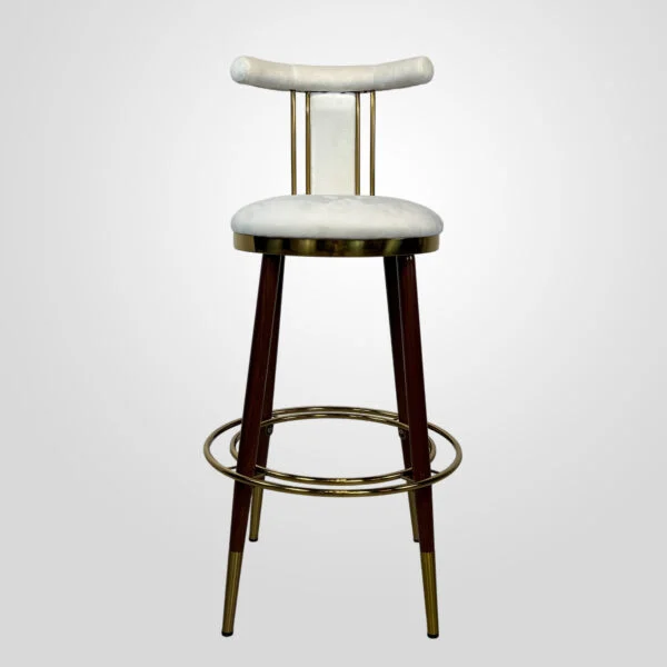 Дизайнерский барный стул Kelly Bar Stool золото, темное дерево из металл — фото 1