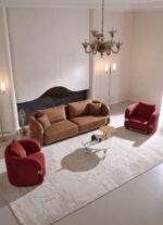 Красное кресло MIVICA с обивкой из матовой натуральной кожи — фото 4