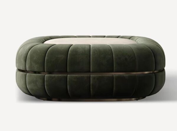 Дизайнерский пуф MIVICA 110 × 110 см из нубука с каретными сегментами для гостиной